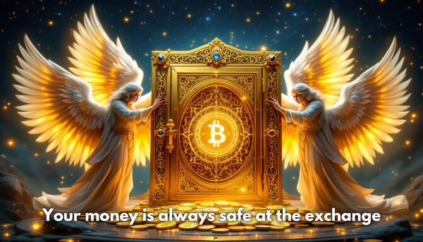 Bitcoin safe at cryptocurrency exchange, security ensured by Angels